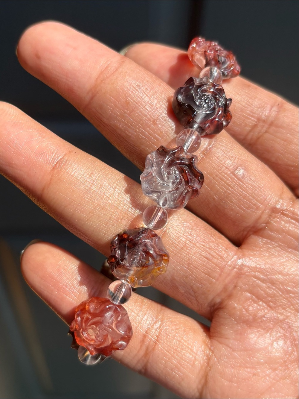 Fire Quartz Flower Crystal Charm Bracelet - Picture 9 of 12